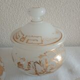 Suite Carafe, Carafon and Pot Opaline with gilded decorations XIX th