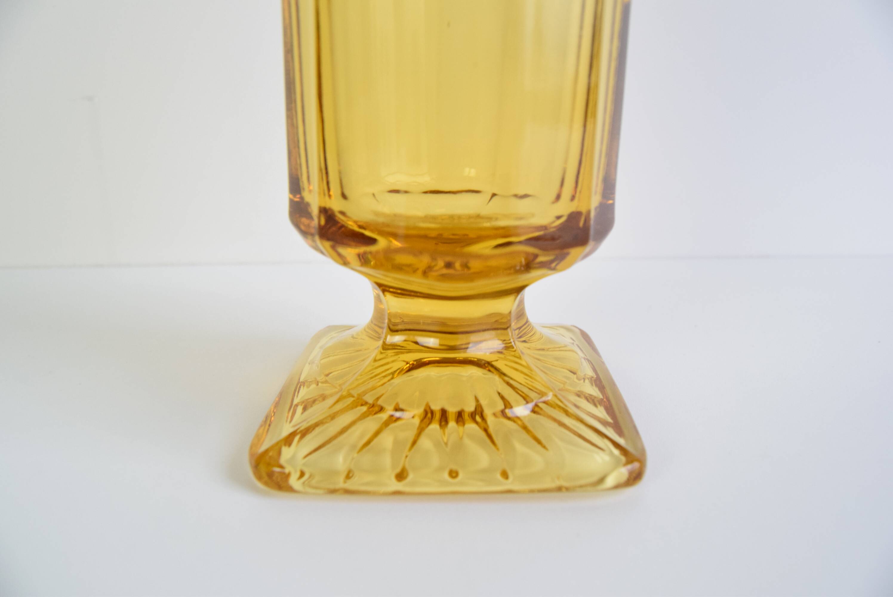 Art Deco Amber Glass Vase, 1940's.