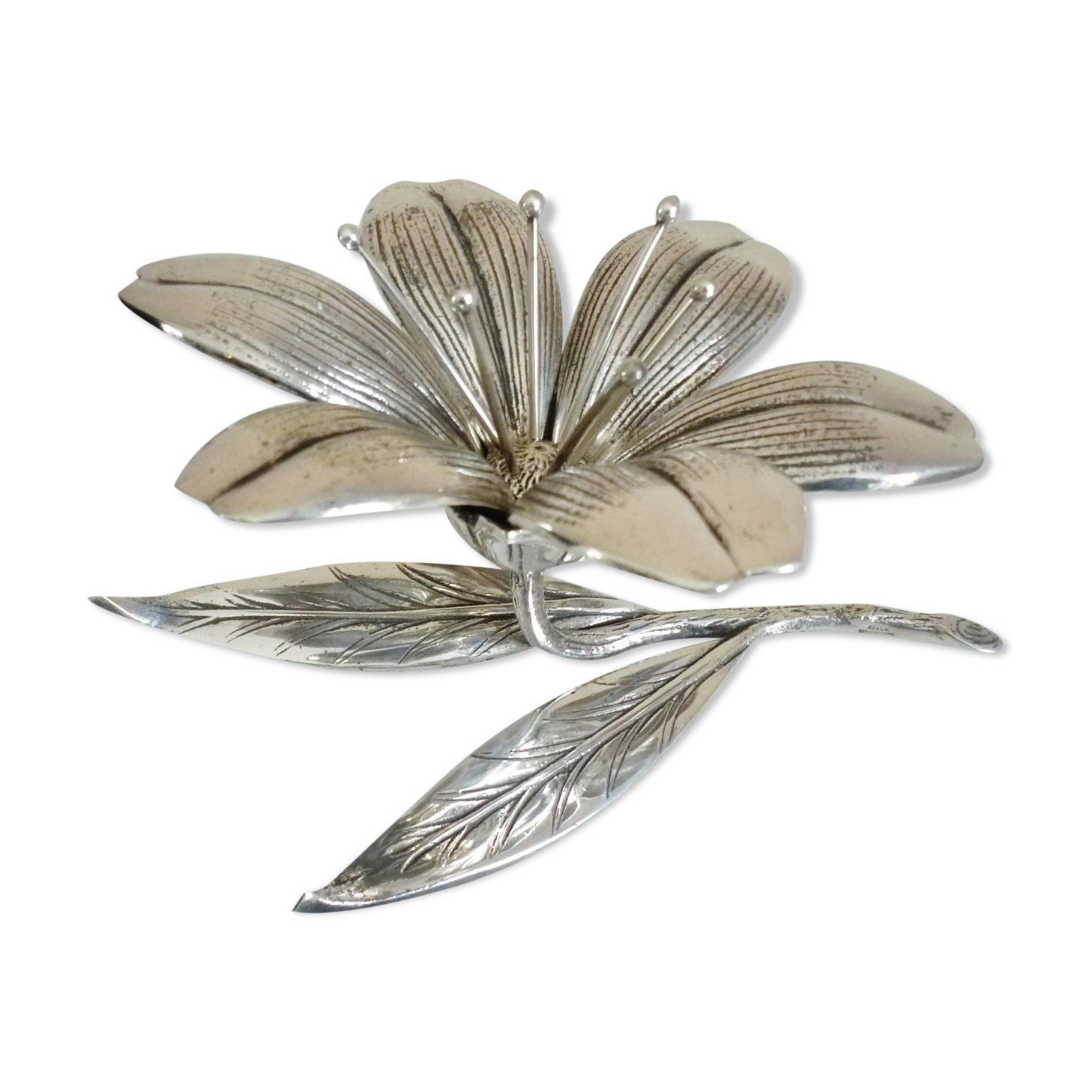 Flower, removable ashtrays and spades, iconic object 70s, silver bronze signed eLeCe Lisboa