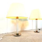 Pair of vintage large lucite table lamps, 1970s