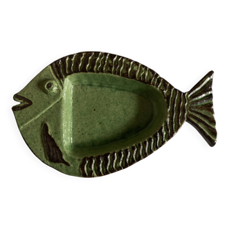 Small fish dish in glazed earthenware Dieulefit 1960