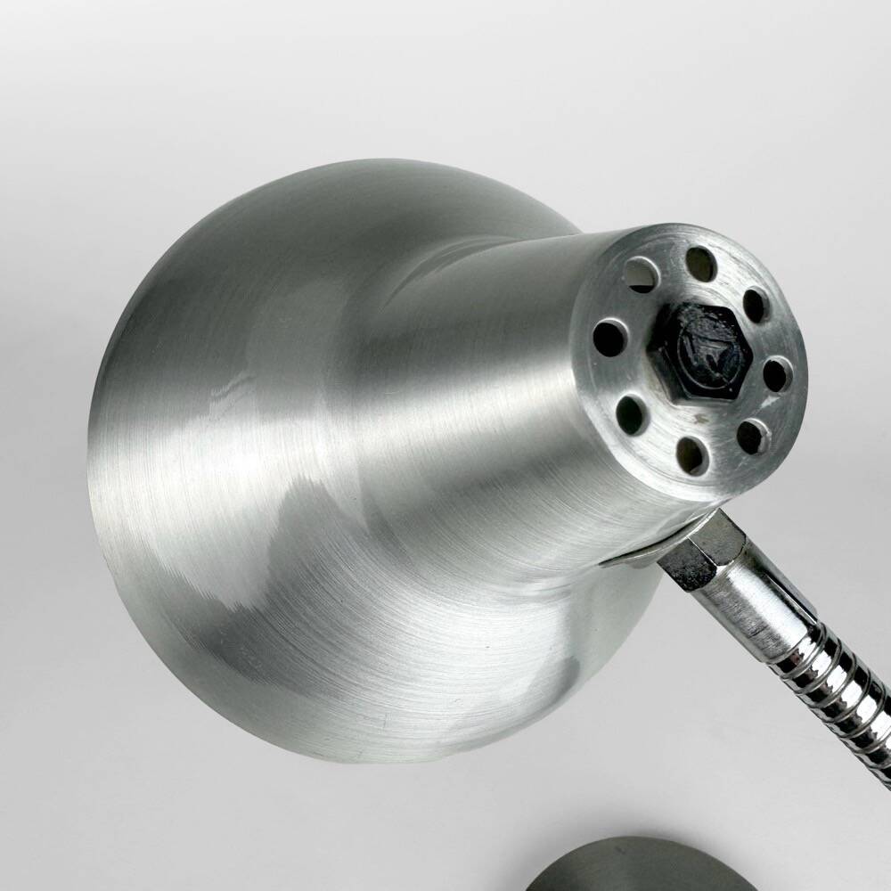 Flexible brushed aluminum lamp from the 60s