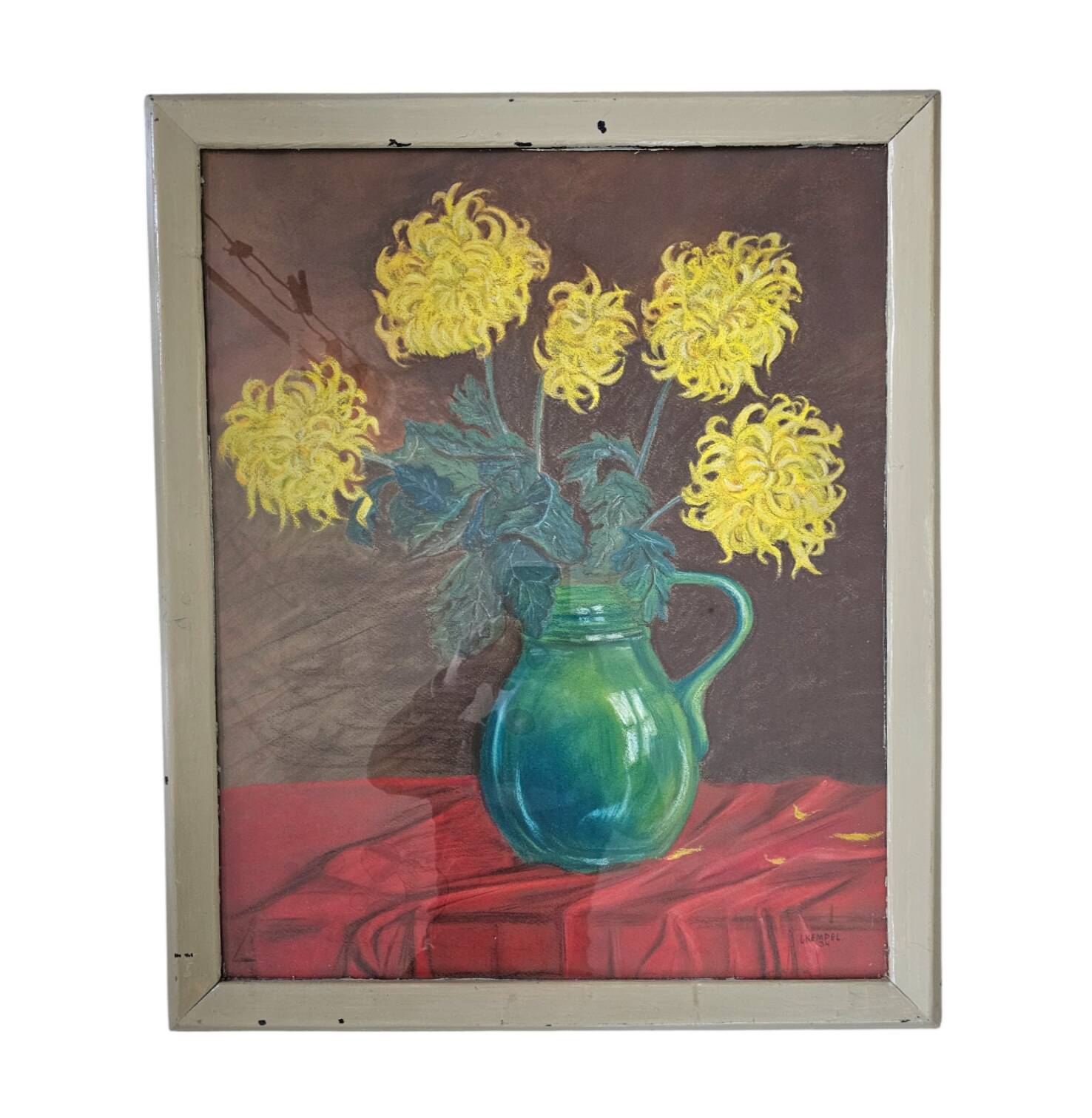 Chalk drawing Leo Kempel 1934 Picture  Height 70  Width 56 cm