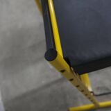 Paire de tabouret de bar italien ajustables jaune laqué et noir