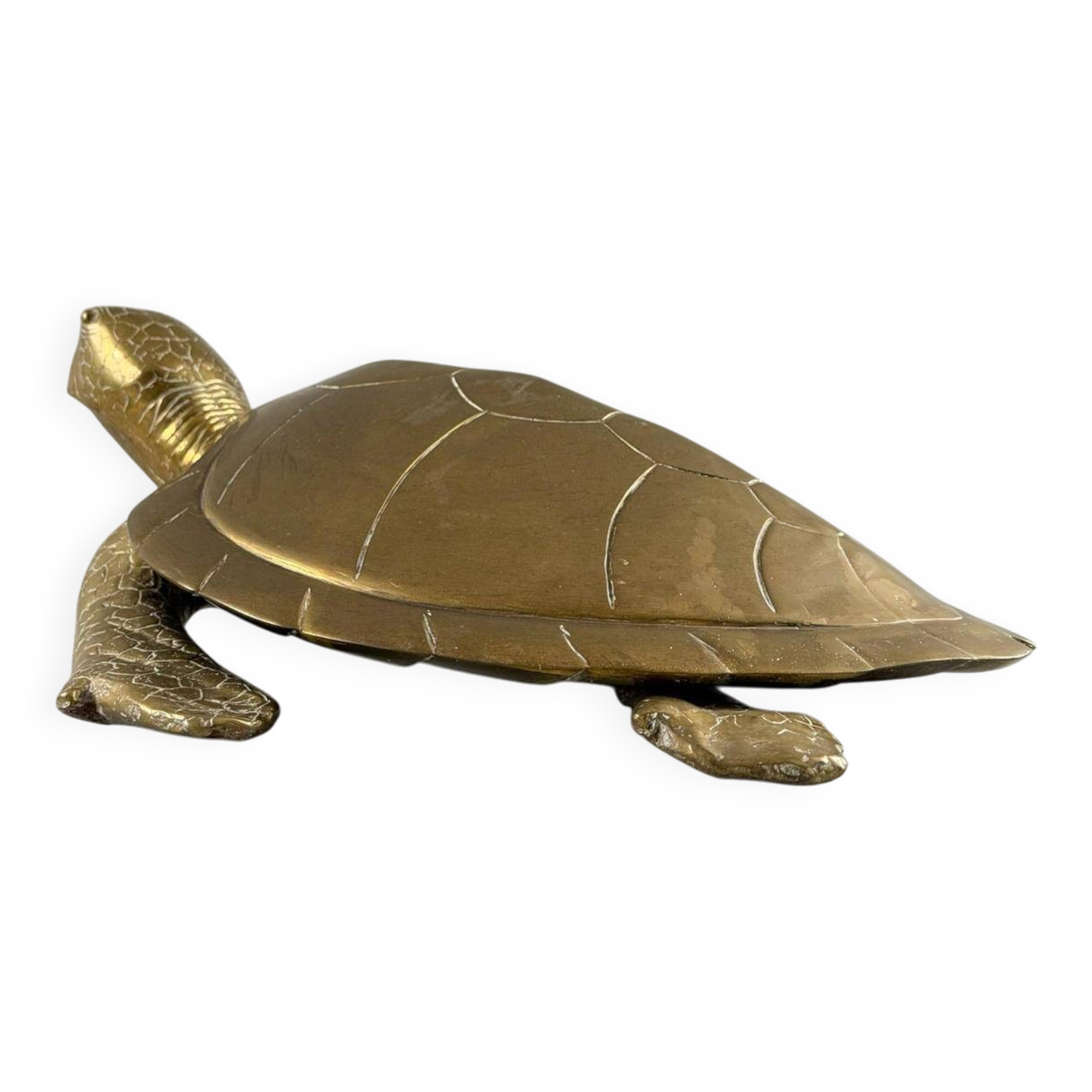 Hollywood Regency, brass turtle sculpture/box, France, 1970s