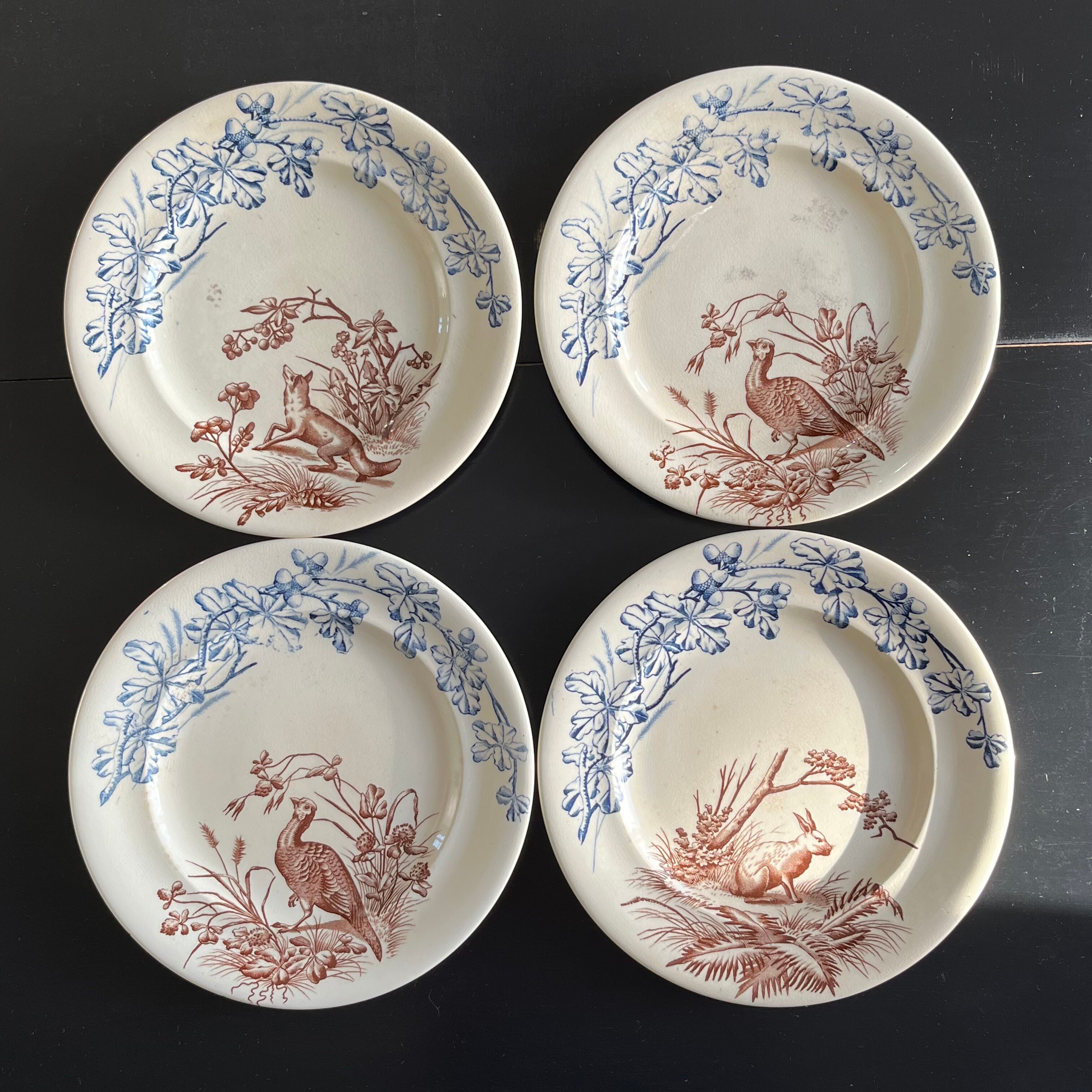 Series of 8 flat plates "Hunting"