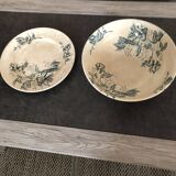 Antique porcelain salad bowl Terre de Fer, Christmas rose, large assorted plate