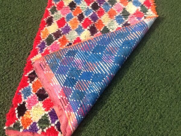 Tapis arlequin boucherouite pièce unique, 192x85