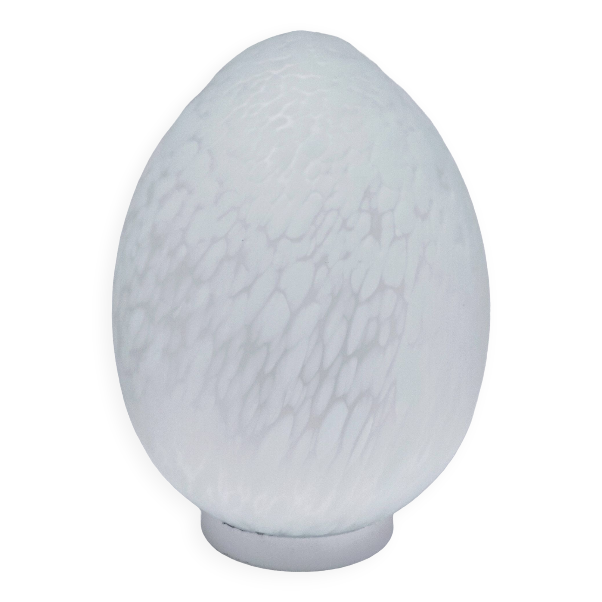 XL egg lamp white speckled glass design 70s H.37 cm