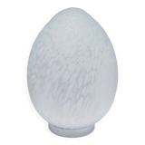 XL egg lamp white speckled glass design 70s H.37 cm