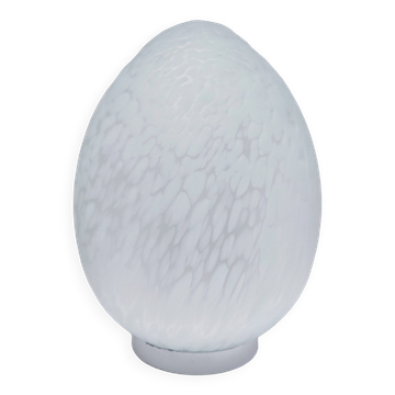 XL egg lamp white speckled glass design 70s H.37 cm