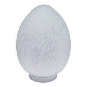 XL egg lamp white speckled glass design 70s H.37 cm