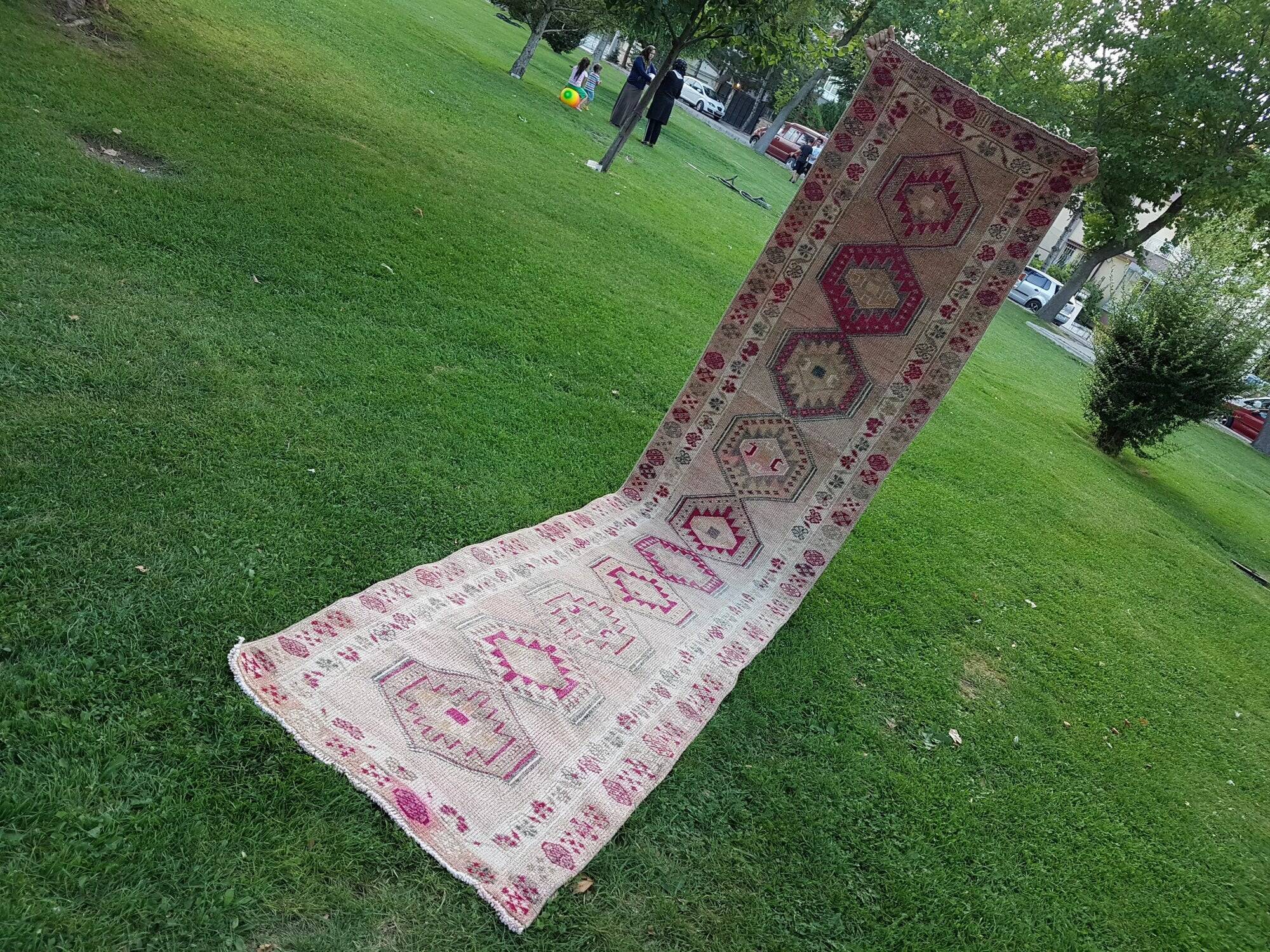 Vintage Turkish hallway rug 86x405 cm