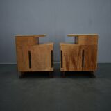 1940s set of bedside tables by Jindrich Halabala, Czechoslovakia