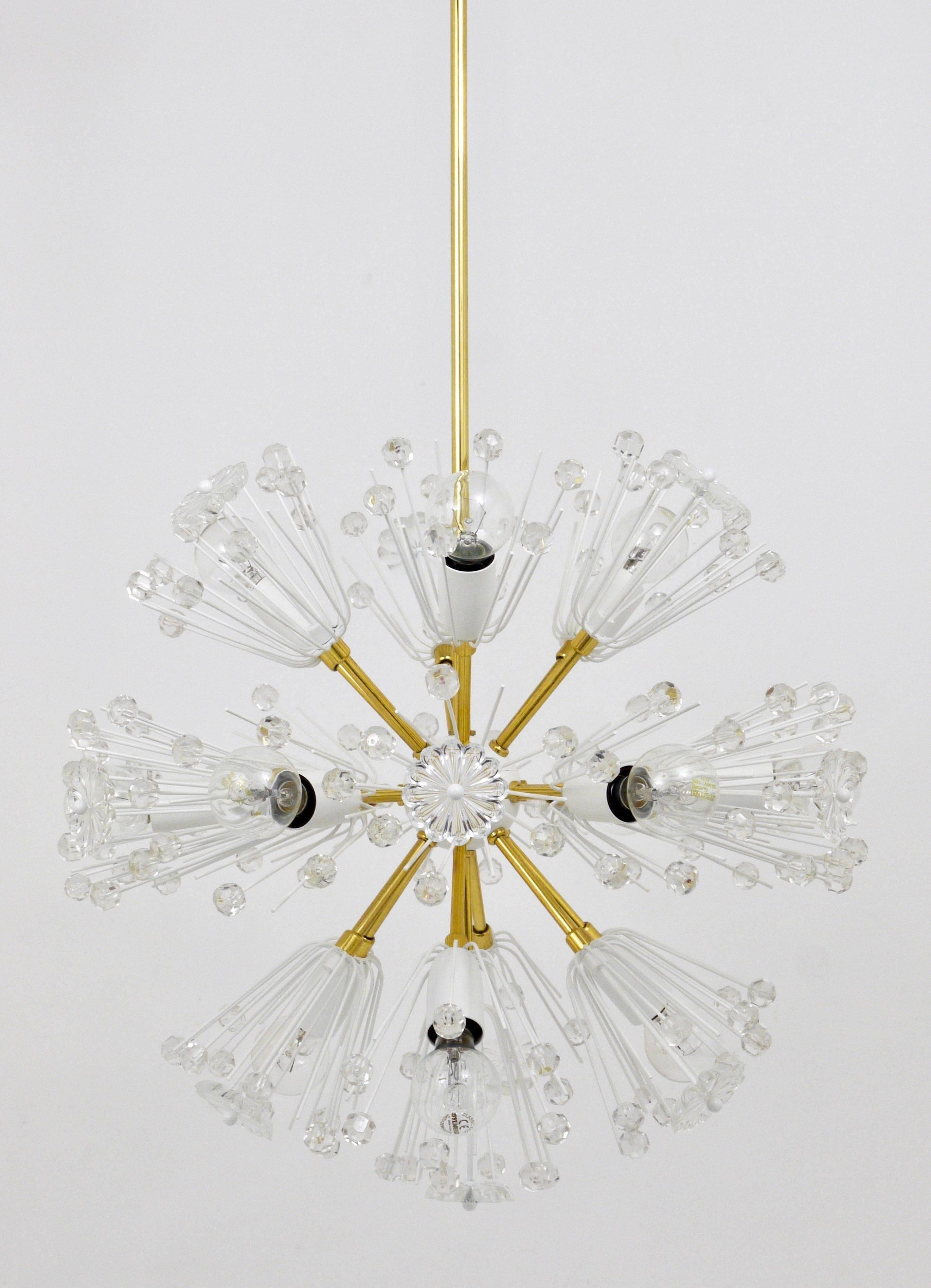 Lustres blowball Sputnik en laiton par Emil Stejnar, Rupert Nikoll, Autriche, années 1950