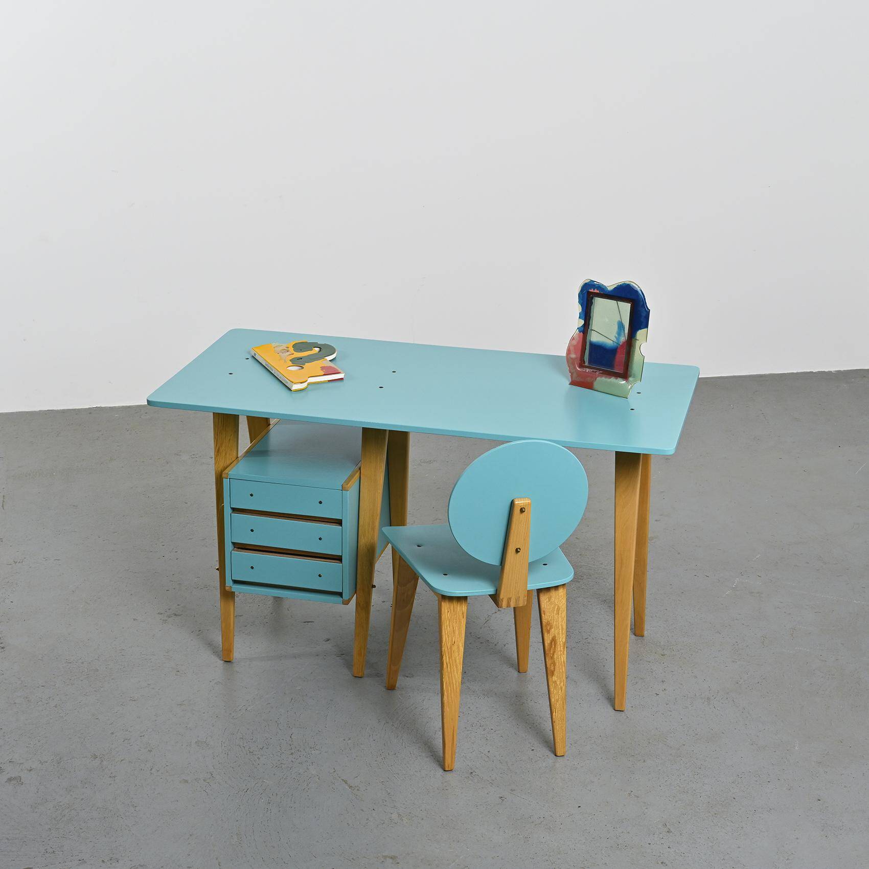Ensemble bureau et chaise par André Sornay, Sornay Meubles Lyon 1955