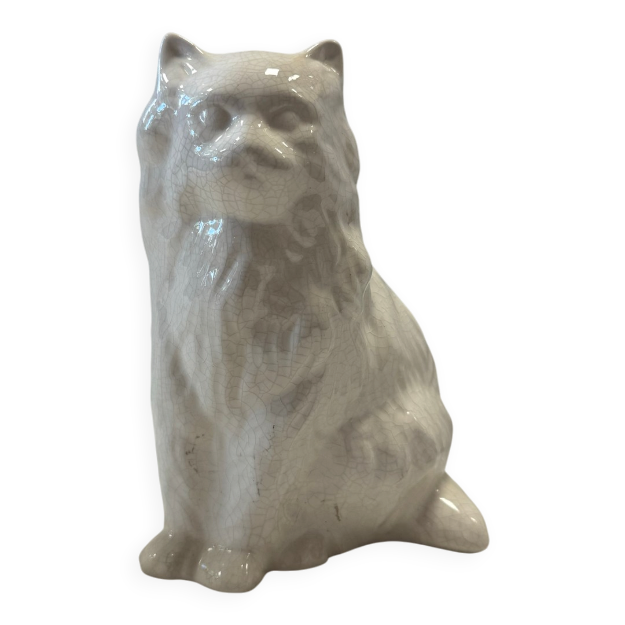 Chat en céramique beige