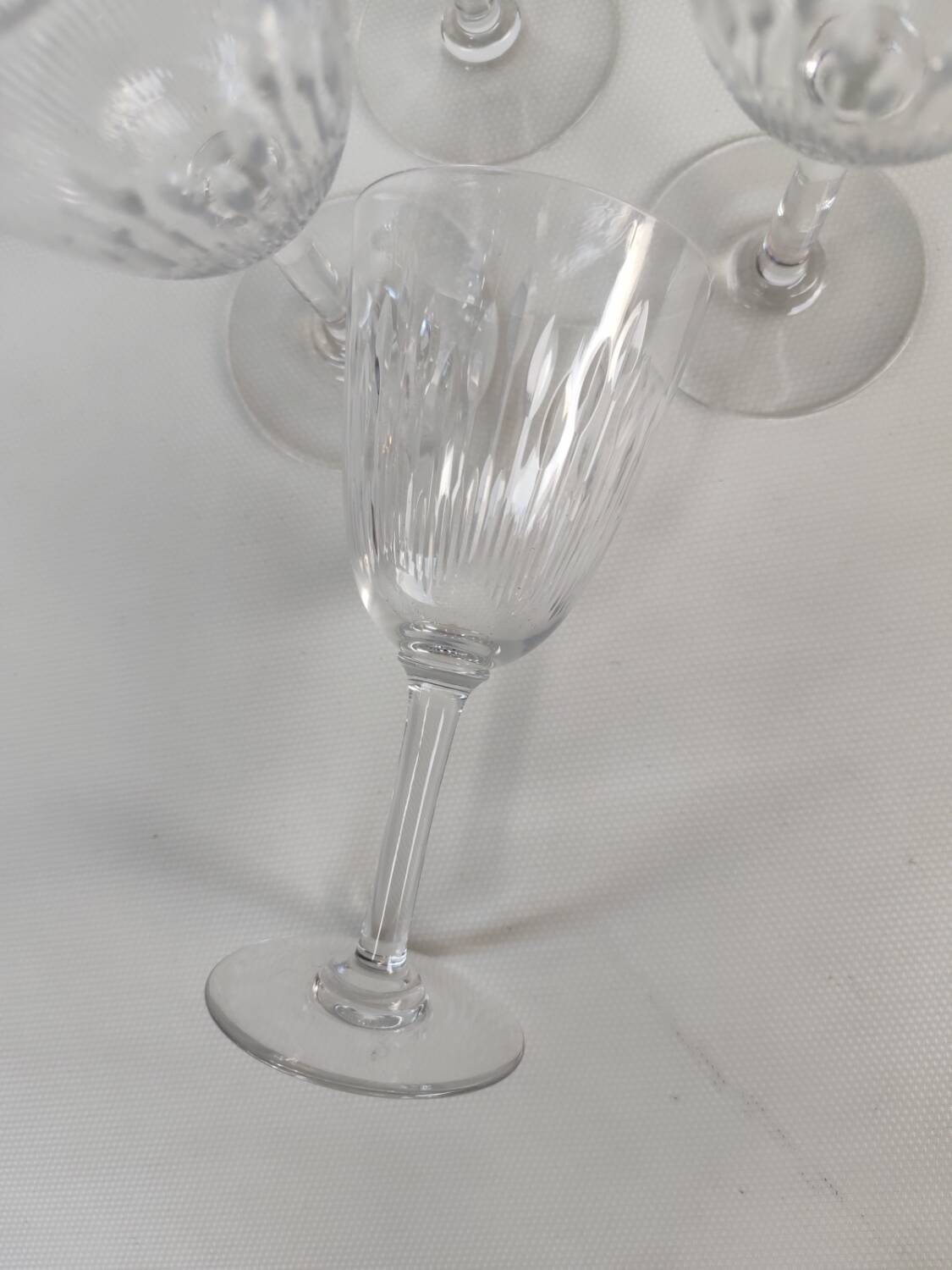 Four Baccarat crystal glasses, Corneille pattern. Early 20th century.
