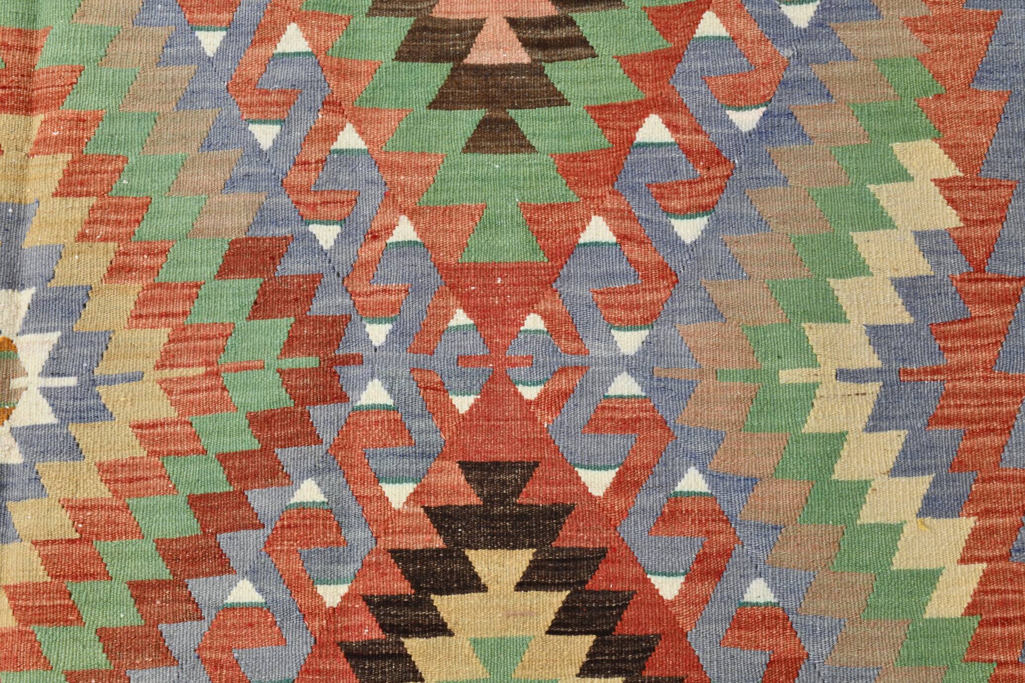 7x10 Multicolor Vintage Kilim Rug, Pattern Kilim Rug, 207x311 cm