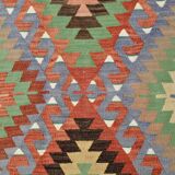 7x10 Multicolor Vintage Kilim Rug, Pattern Kilim Rug, 207x311 cm