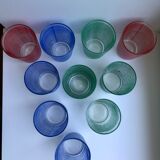 Set of 8 colored water glasses 70s