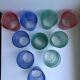 Set of 8 colored water glasses 70s