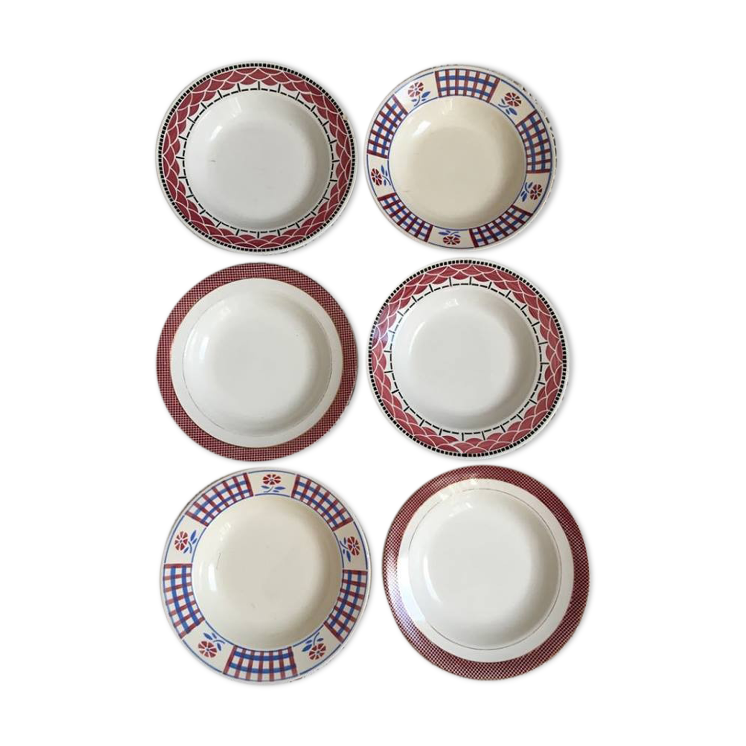 Six soup plates