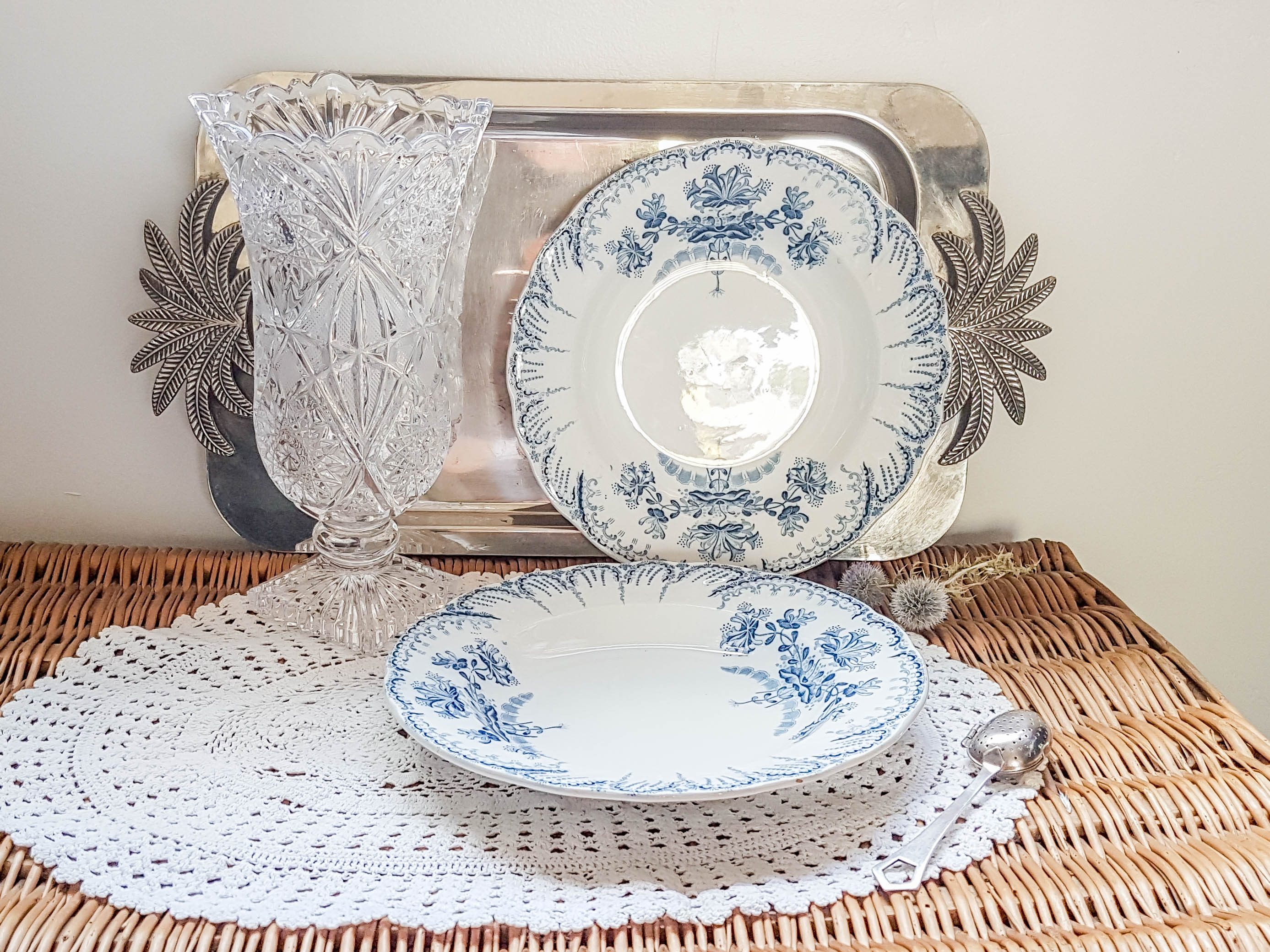 Set of 2 blue flower soup plates "Régence" st Amand and Hamage