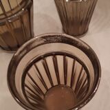 Carafe, glass and pot Portieux in smoked glass and silver art deco