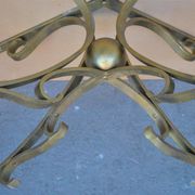 Table low wood and gilded wrought iron style 1940