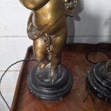 Pair of putti angel lamps from the 19th century.