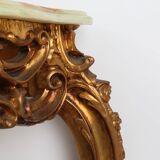20th century wood-carved Louis XV style console with marble top, France ca. 1970