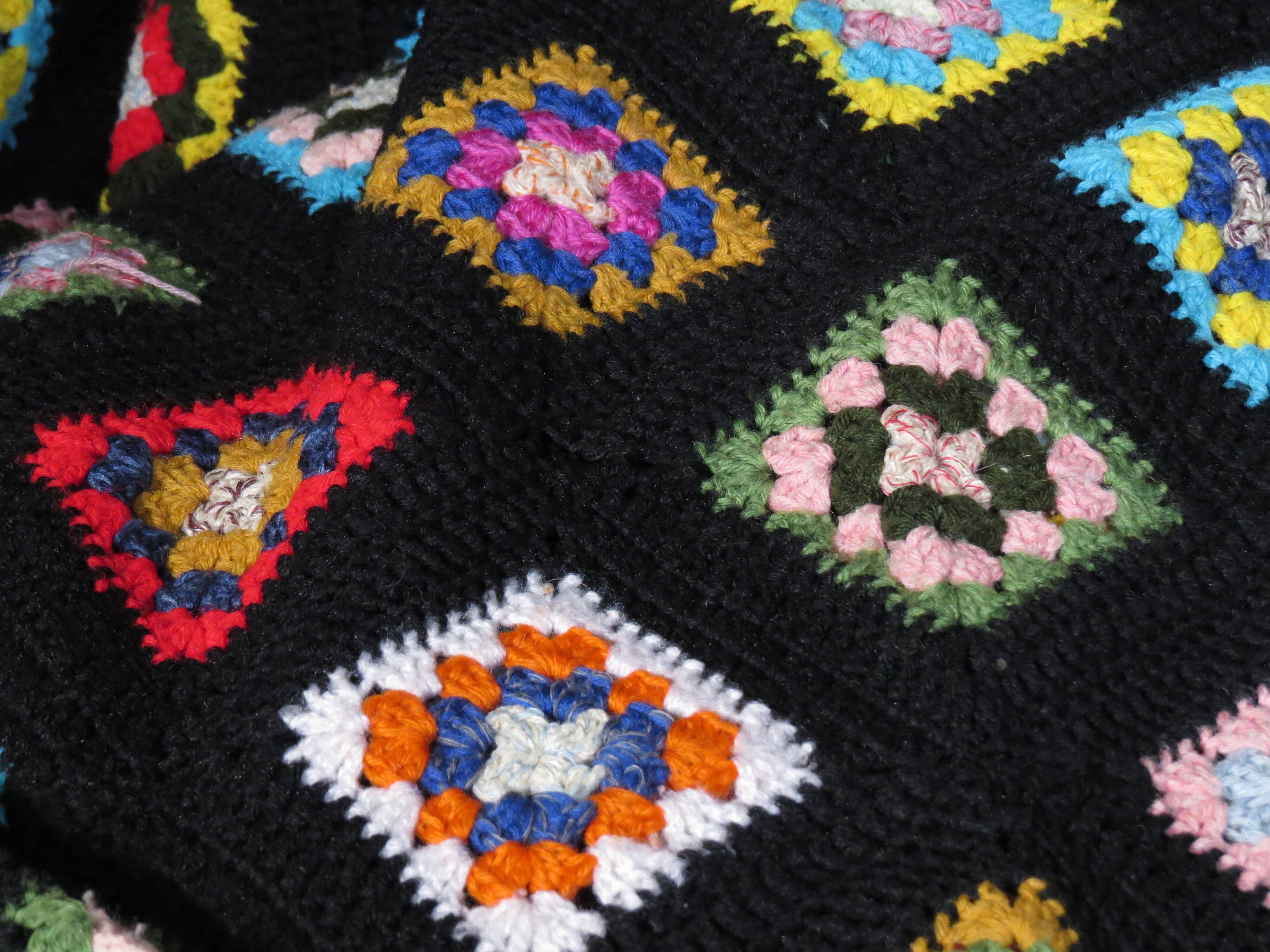 70's multi-colored crochet blanket