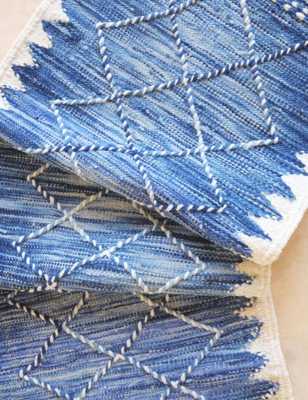 Flat Kilim Rug Blue - 213 x 71 cm
