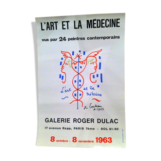 Affiche "L'art et la médecine" Jean Cocteau 1963