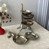 Bronze giraffe and silver metal servant