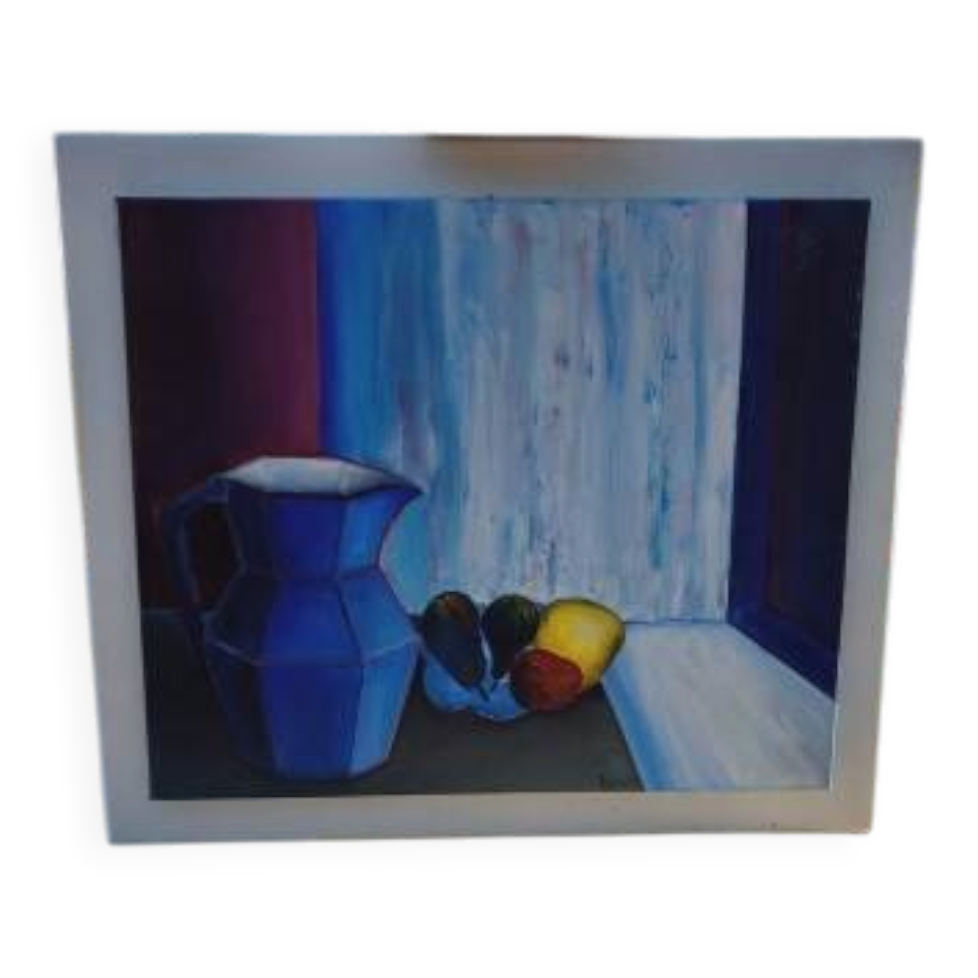 Tableau huile sur toile "Le Pichet Bleu" par Ravalia