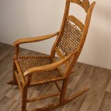 Vintage rocking chair in solid wood 1950