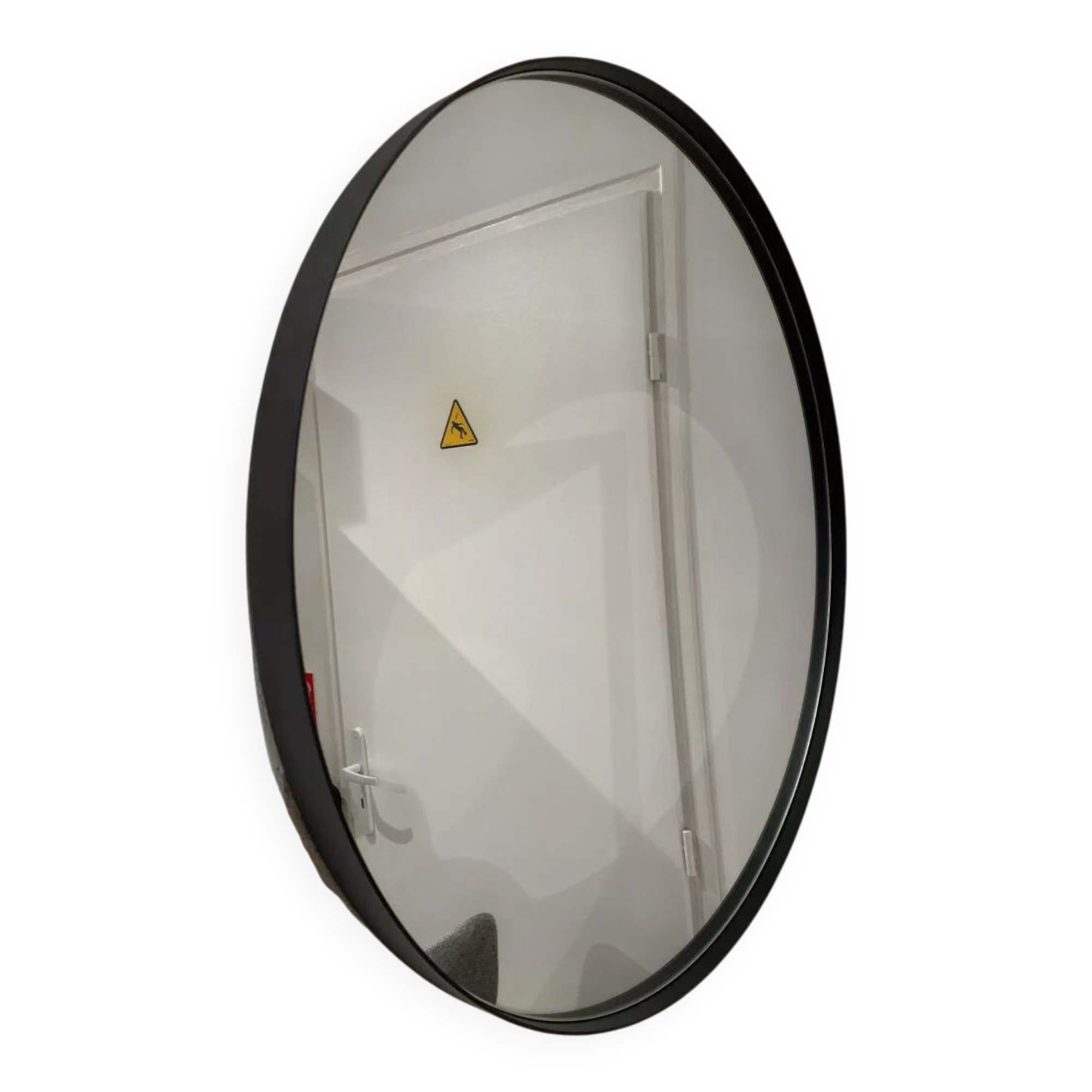 XL round mirror 91cm with black metal frame