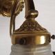 French Vintage Brass Single Wall Light Patterned Frilled Glass Shade