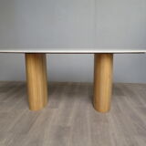 Oval table in Carrara marble and wood