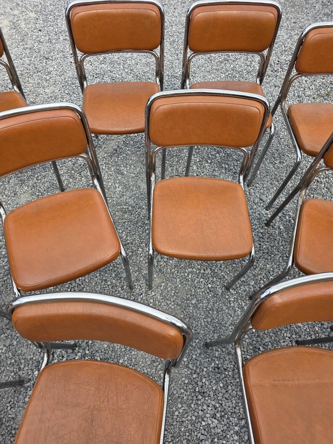 17 chrome metal bistro chairs from the 70s