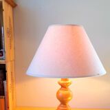 Scandinavian turned wooden lamp 60s