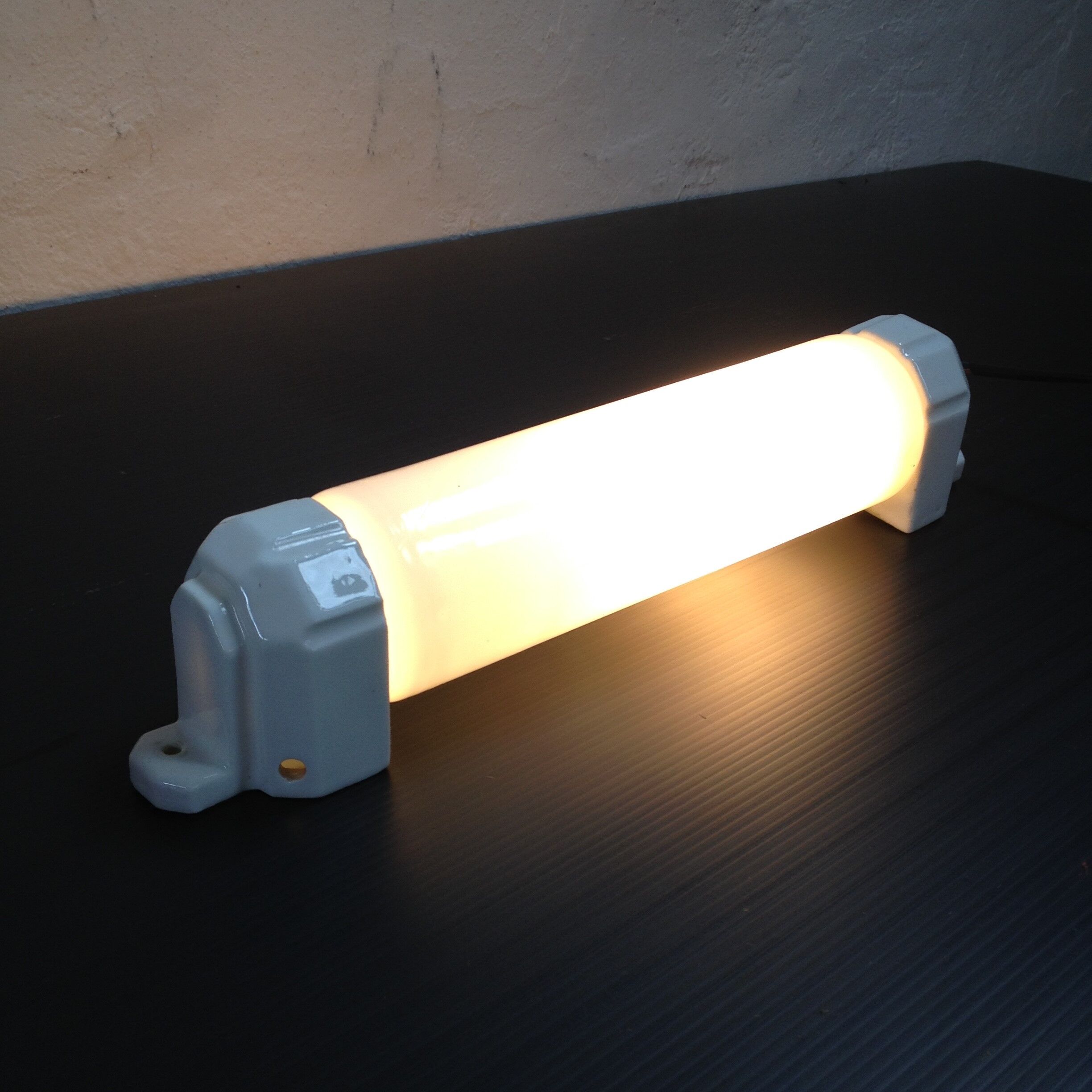 Art deco sconce, porcelain and opaline tube