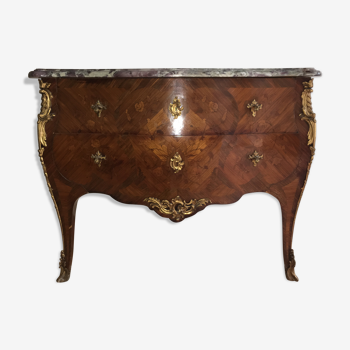 Curved dresser in Louis XV-style marquetterie