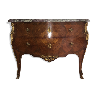 Curved dresser in Louis XV-style marquetterie