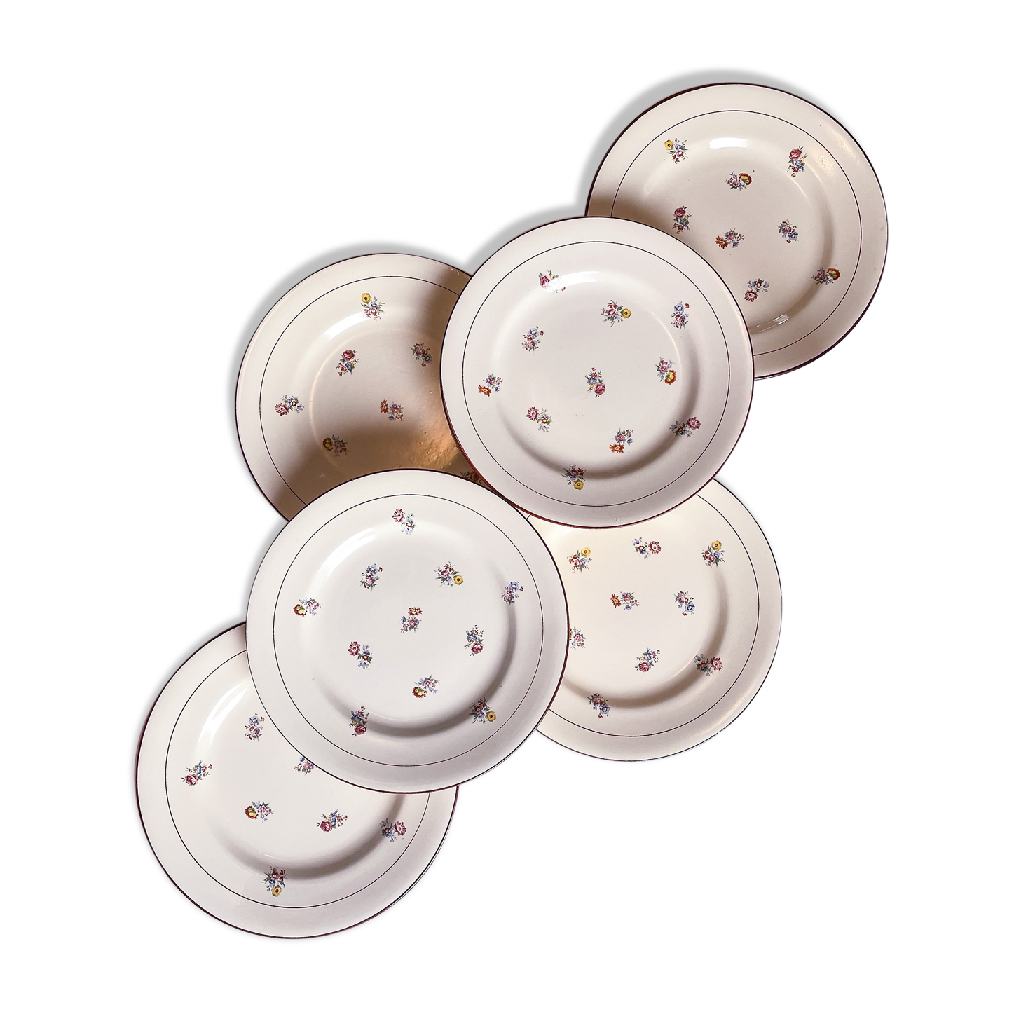 6 flat plate floral salines