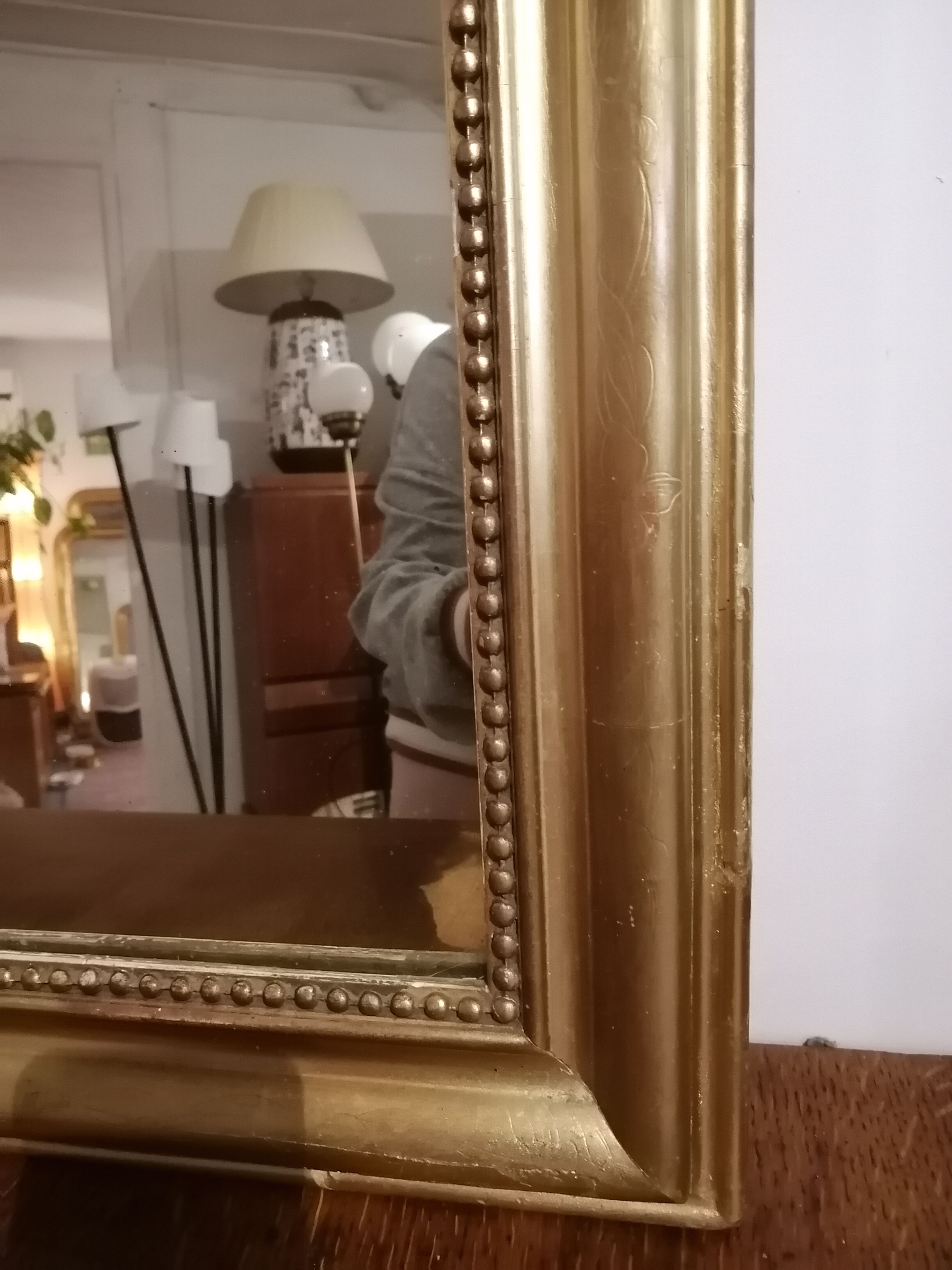 Beautiful mirror Louis Philippe very old golden  59x84cm