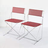 Pair of vintage X-Line chairs in enamelled and chromed metal by N.J. Haugesen for Bent Krogh