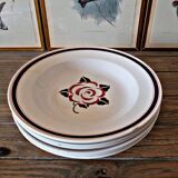 Deep plates Sarreguemines Noyon, black burgundy colour.